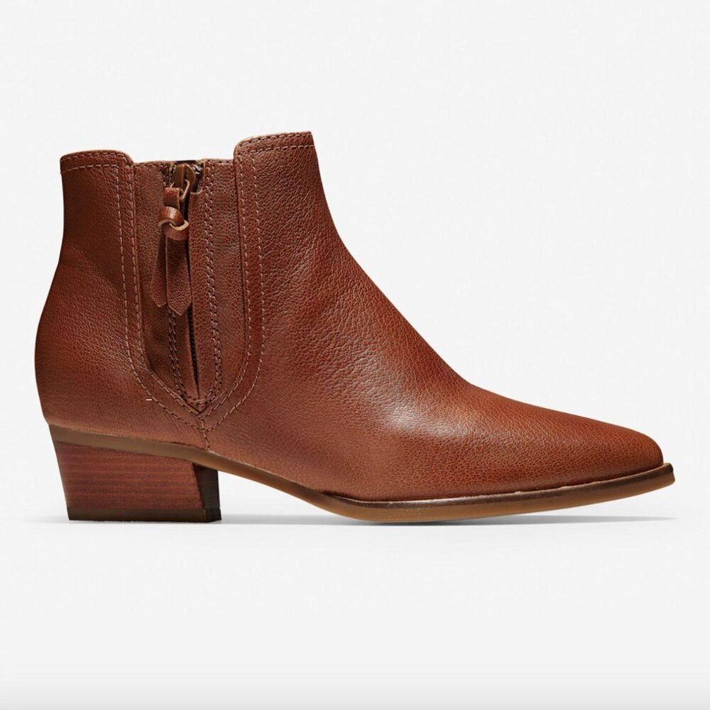 NIB Cole Haan Hadlyn Leather Bootie British Tan Size 6.5B